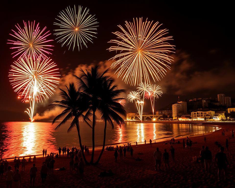 Silvesterfeuerwerk am Strand Silvesterfeuerwerk am Strand